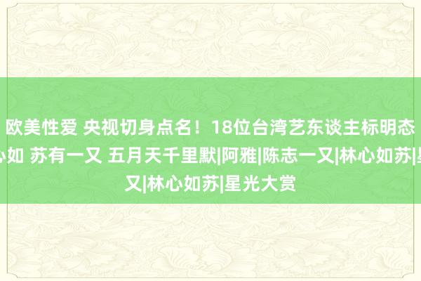 欧美性爱 央视切身点名！18位台湾艺东谈主标明态度，林心如 苏有一又 五月天千里默|阿雅|陈志一又|林心如苏|星光大赏